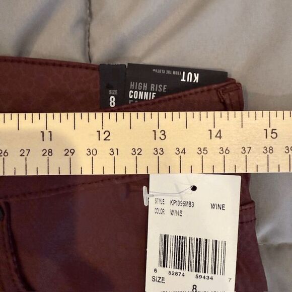 NWT KUT from the Kloth Connie High Rise Fab Ab Ankle Skiny Jeans Coated Wine 8 - Picture 12 of 16